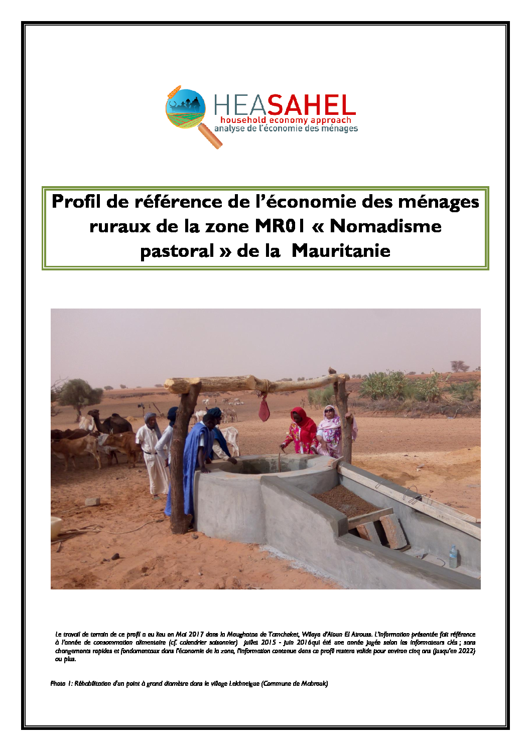 Profil  Mauritanie - MR01 - Moughataa de Tamcheket - Mai 2017