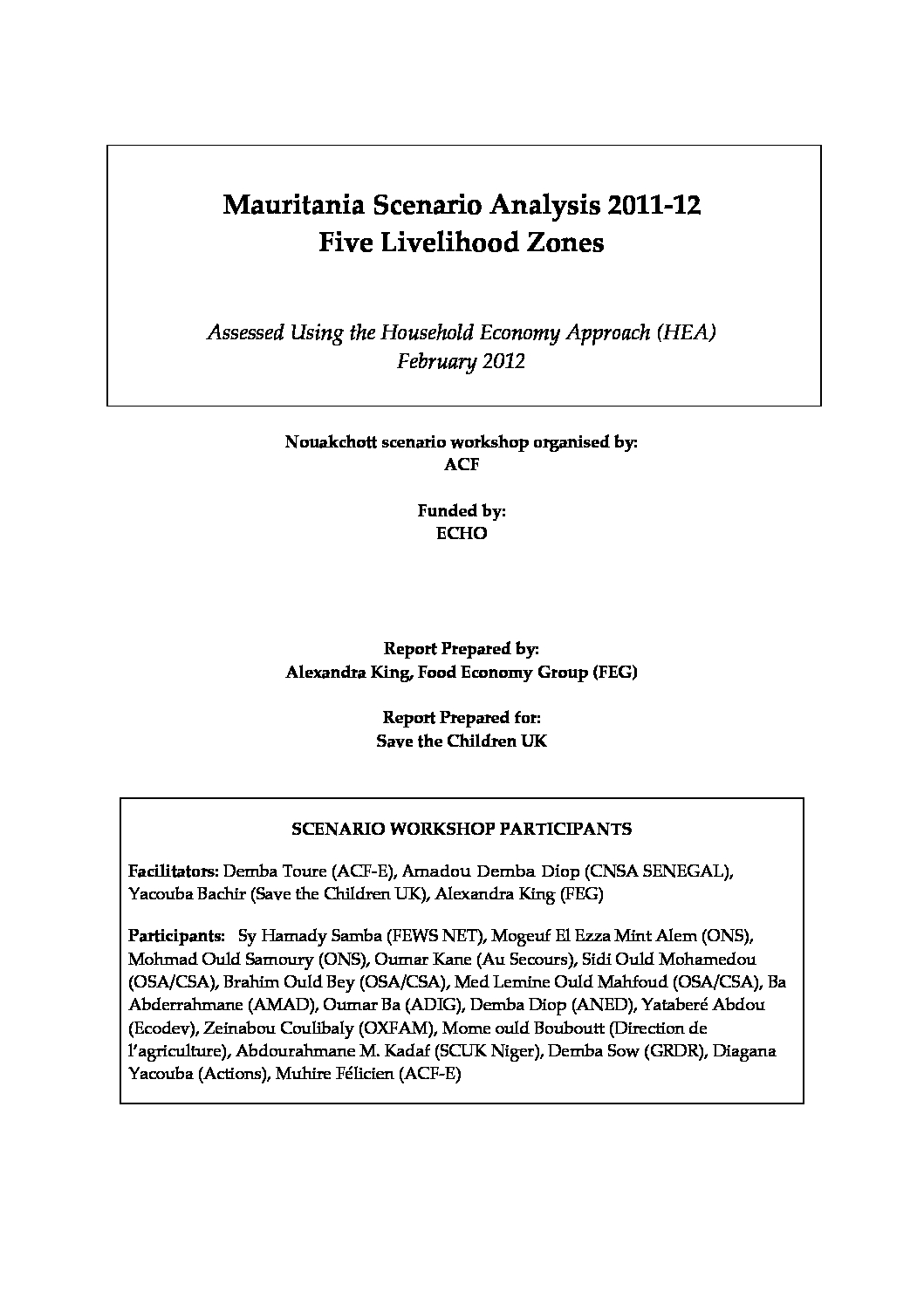 Outcome Analysis Report - Mauritania - February 2012