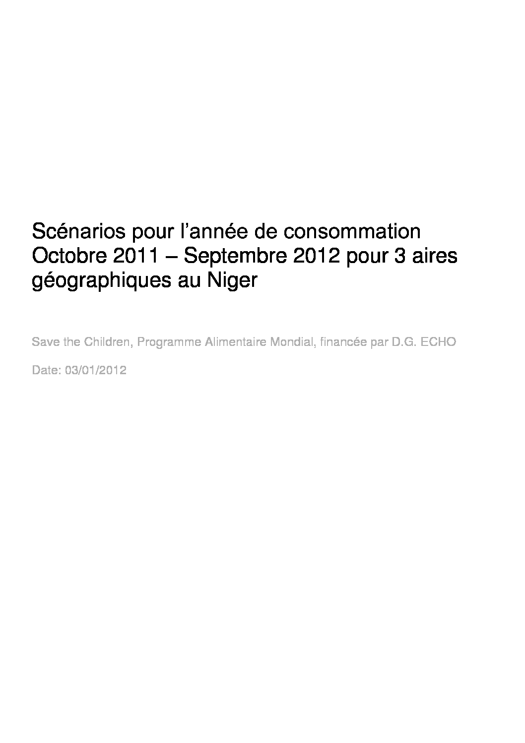 Rapport Analyse Resultats - Niger - Janvier 2012