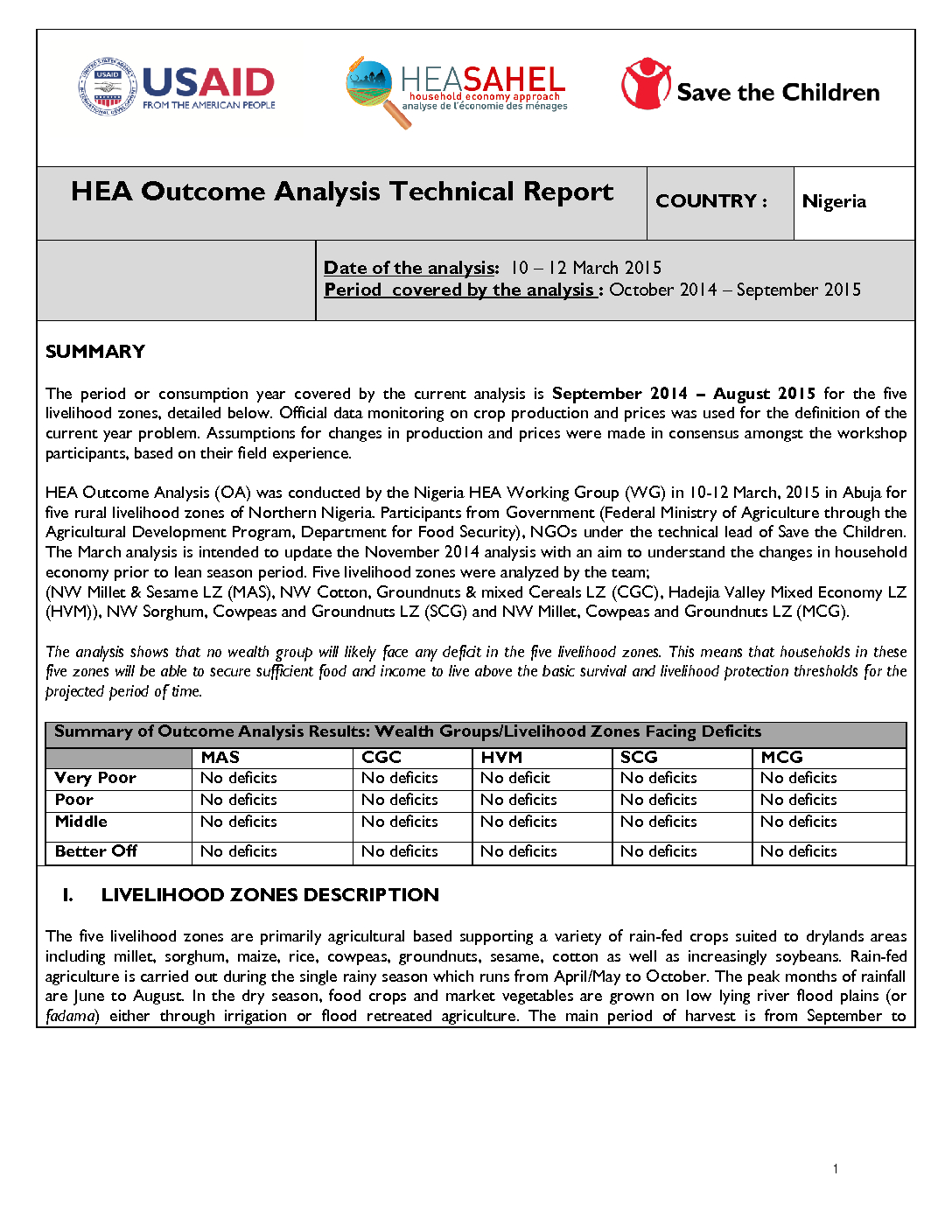 Outcome Analysis Report - Nigeria - March 2015