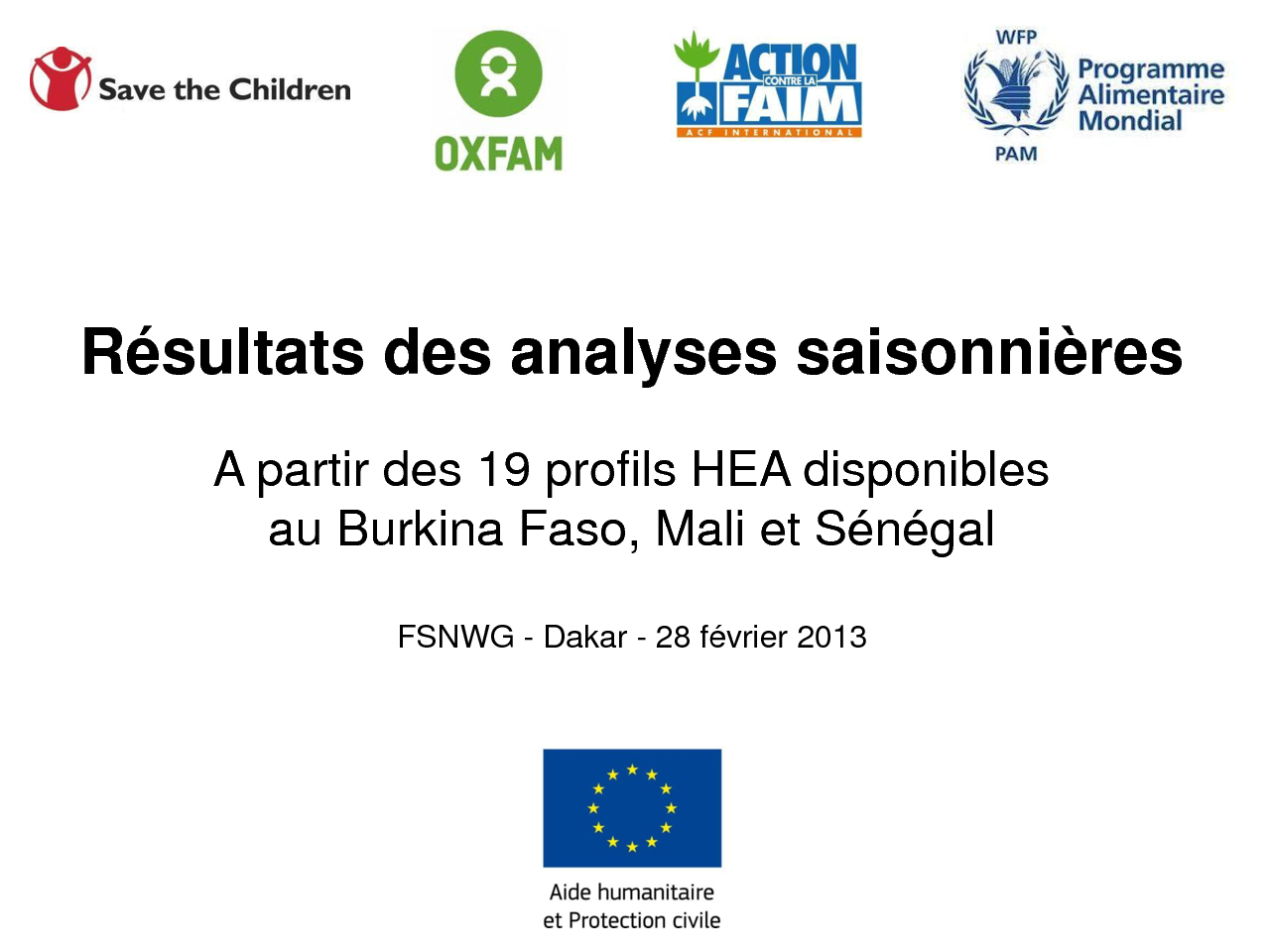 Presentation Synthese Analyse Resultats - Sahel - Fevrier 2013