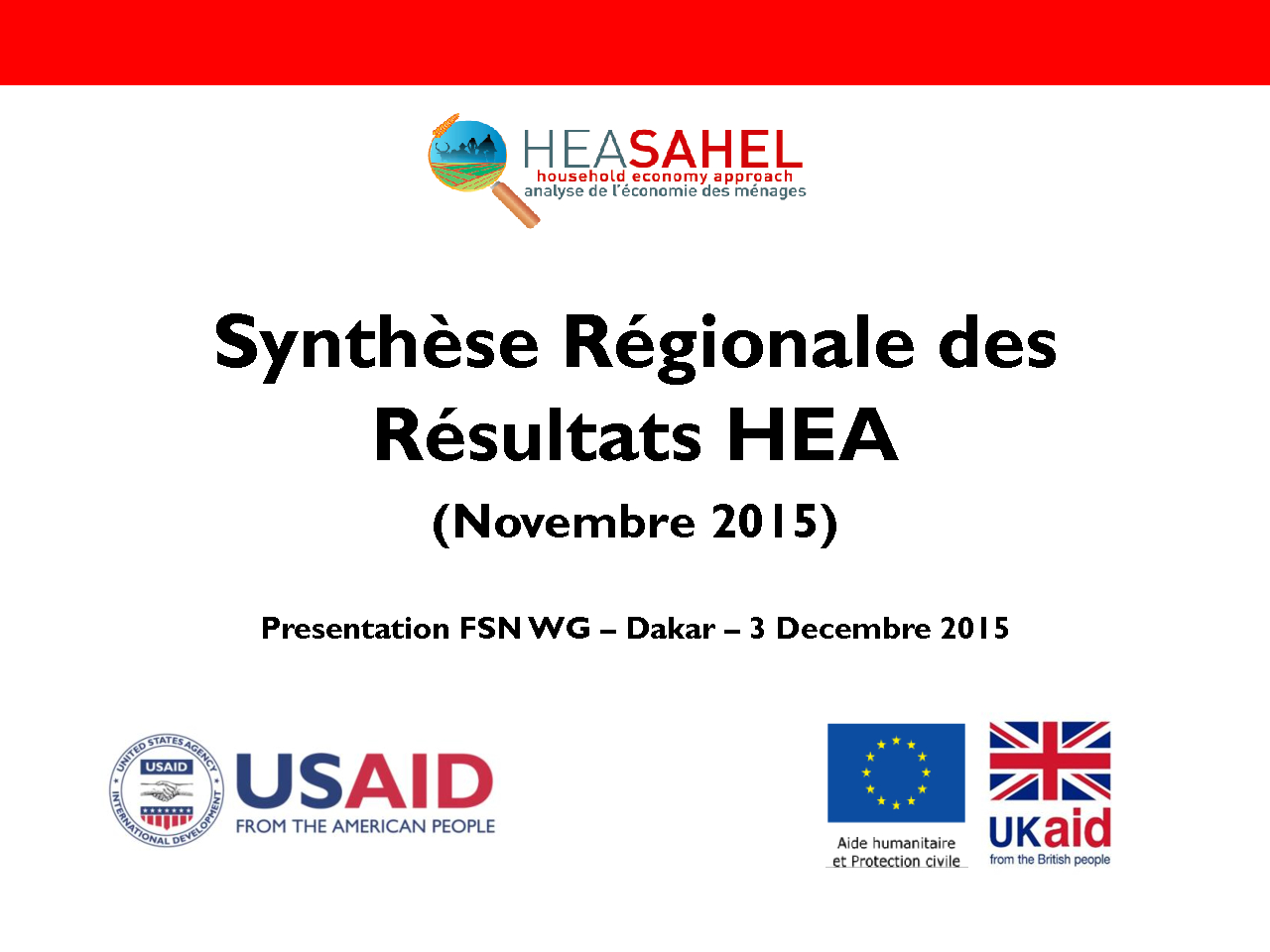 Presentation Synthese Analyse Resultats - Sahel - Novembre 2015