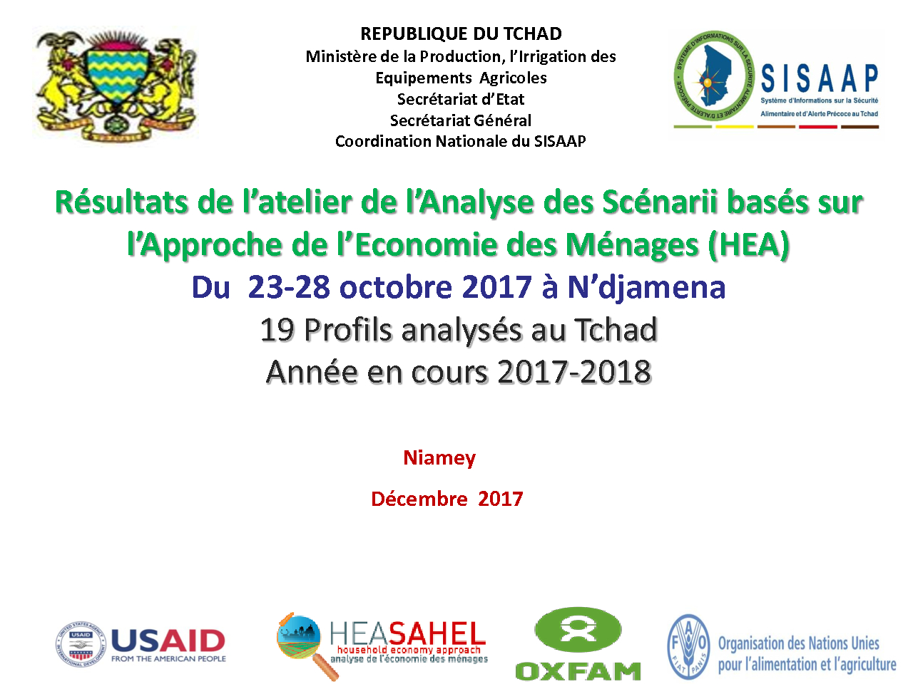 Présentation des résultats OA - Tchad - Novembre 2017