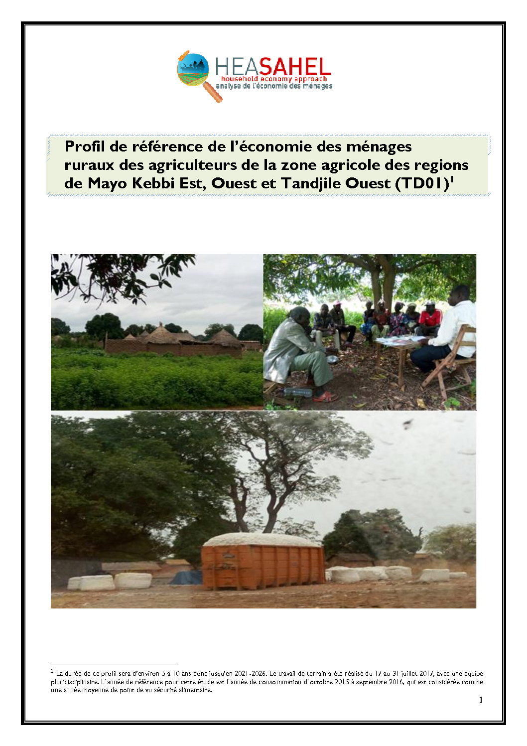 Profil Tchad - TD01 - Mayo Kebbi Est Ouest et Tandjile Ouest - Juillet 2017