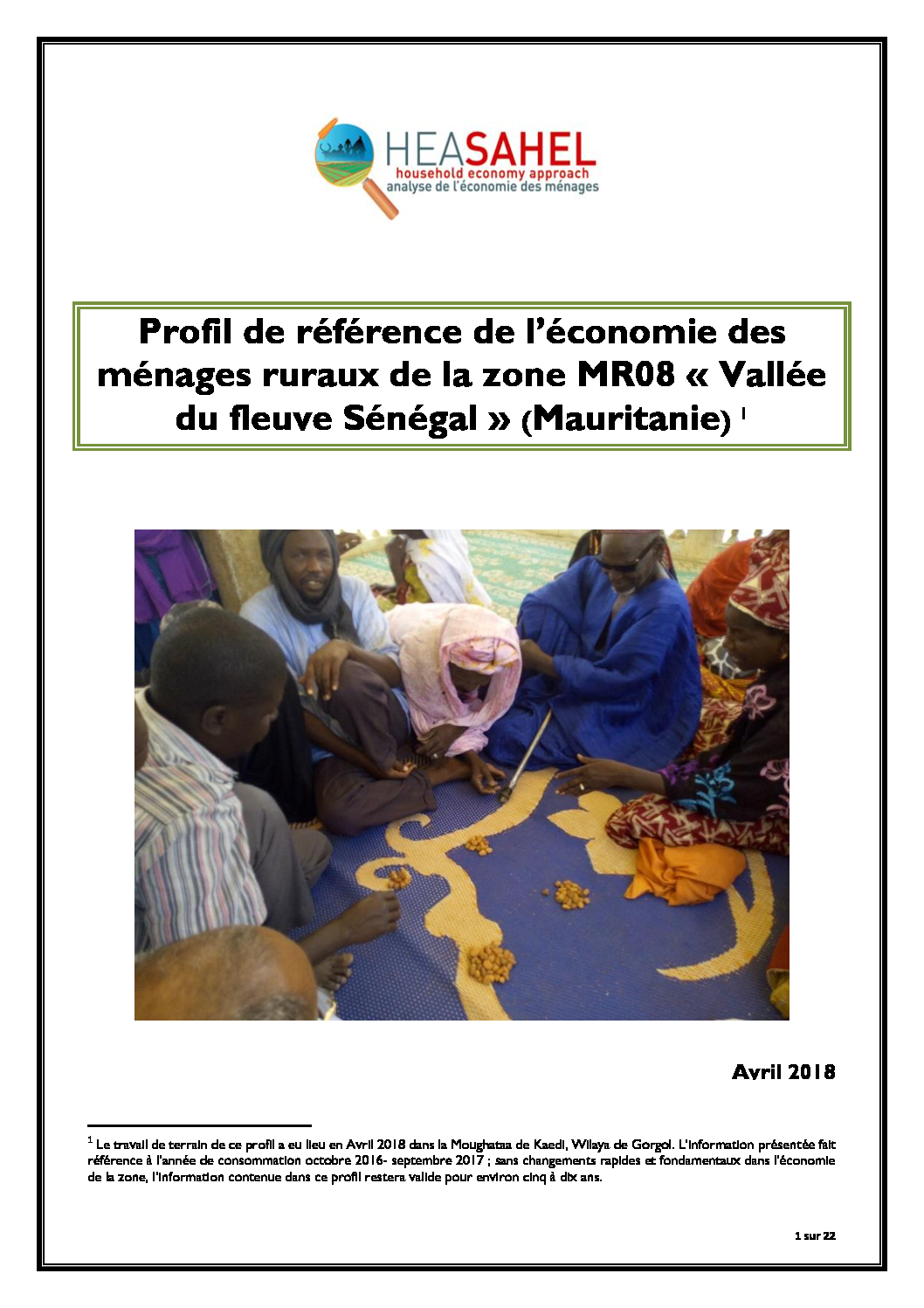 Profil Mauritanie - MR08 - Moughataa de Kaedi, Wilaya de Gorgol  - Avril 2018