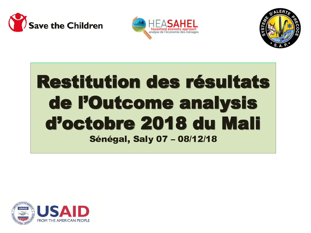 Présentation des résultats OA - Mali - Novembre 2018