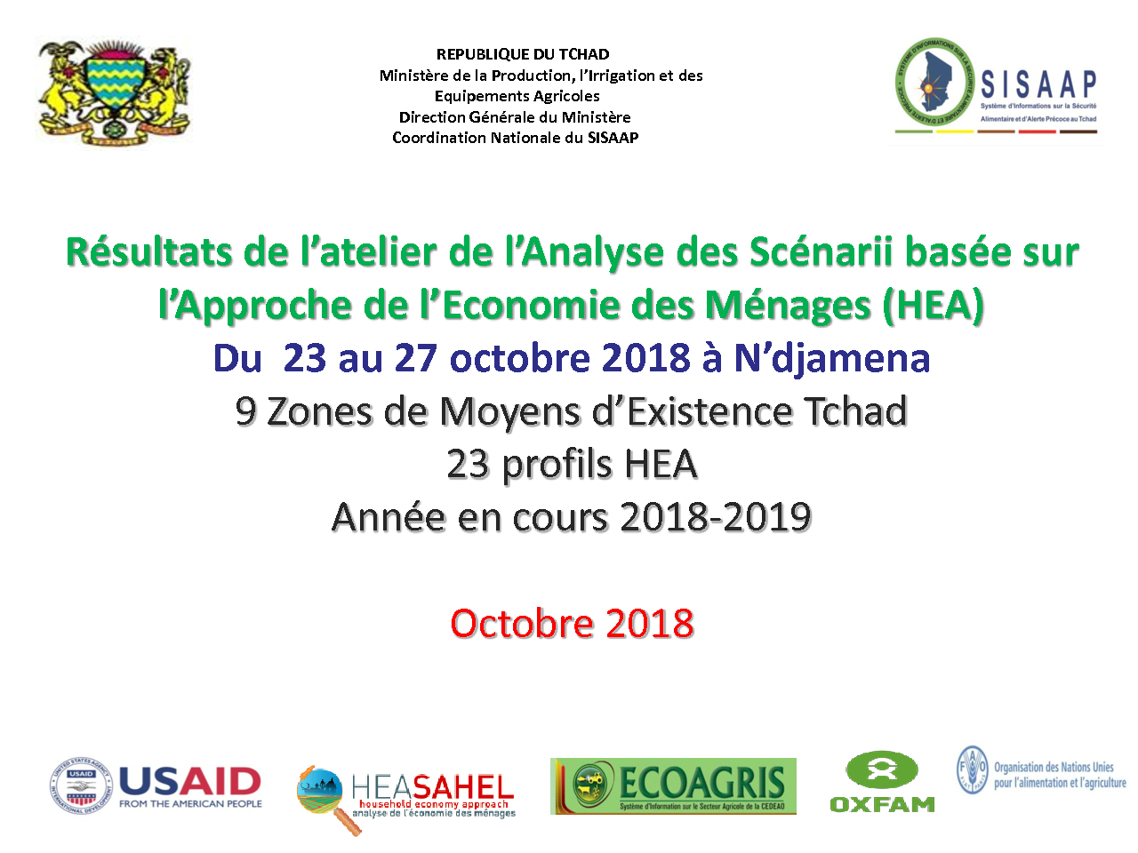 Présentation des résultats OA - Tchad - Novembre 2018