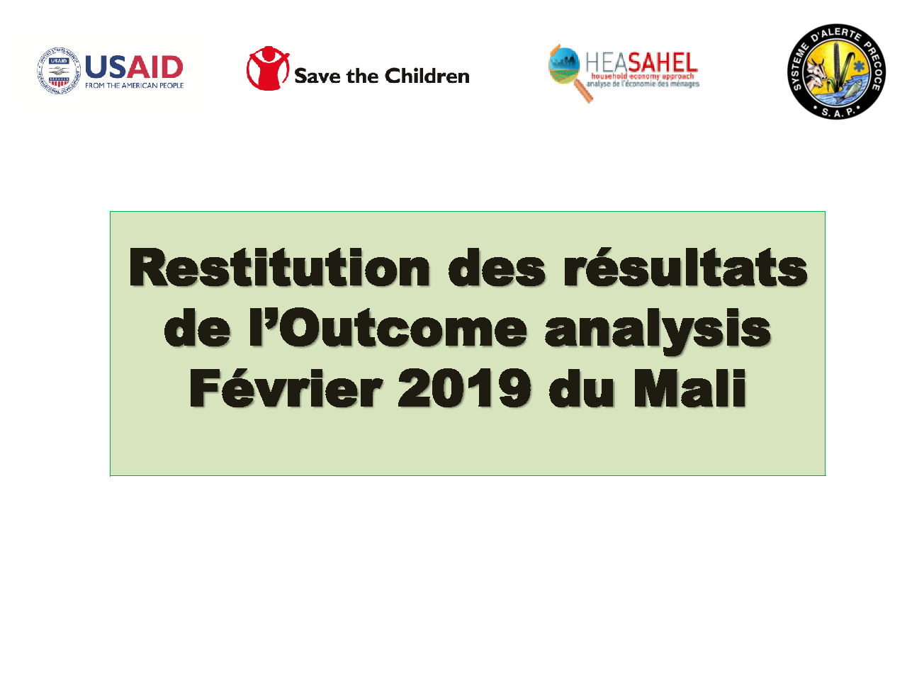 Présentation des résultats OA - Mali - Mars 2019
