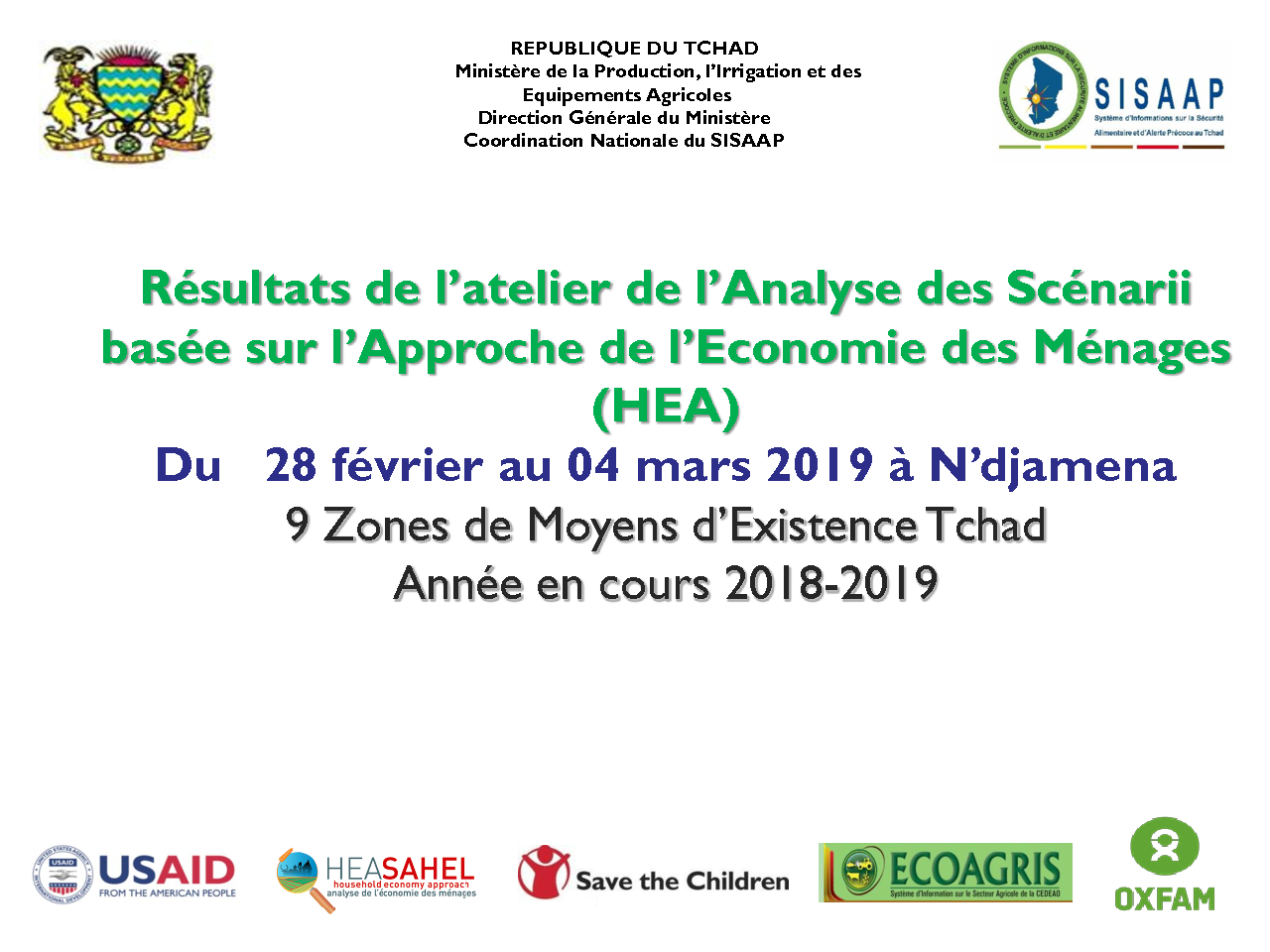 Présentation des résultats OA - Tchad - Mars 2019