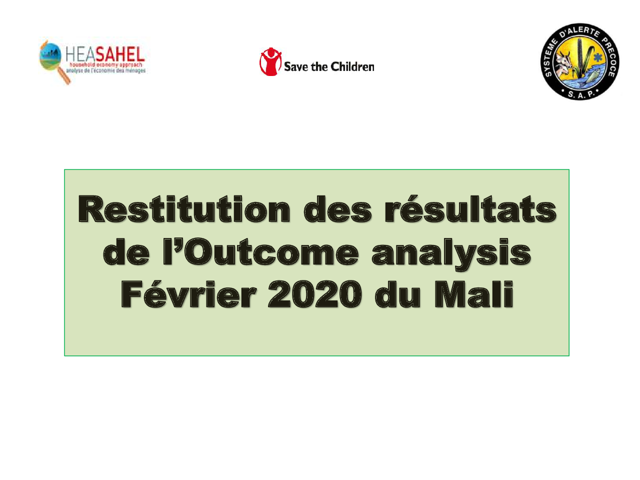 Présentation des résultats OA - Mali - Mars 2020