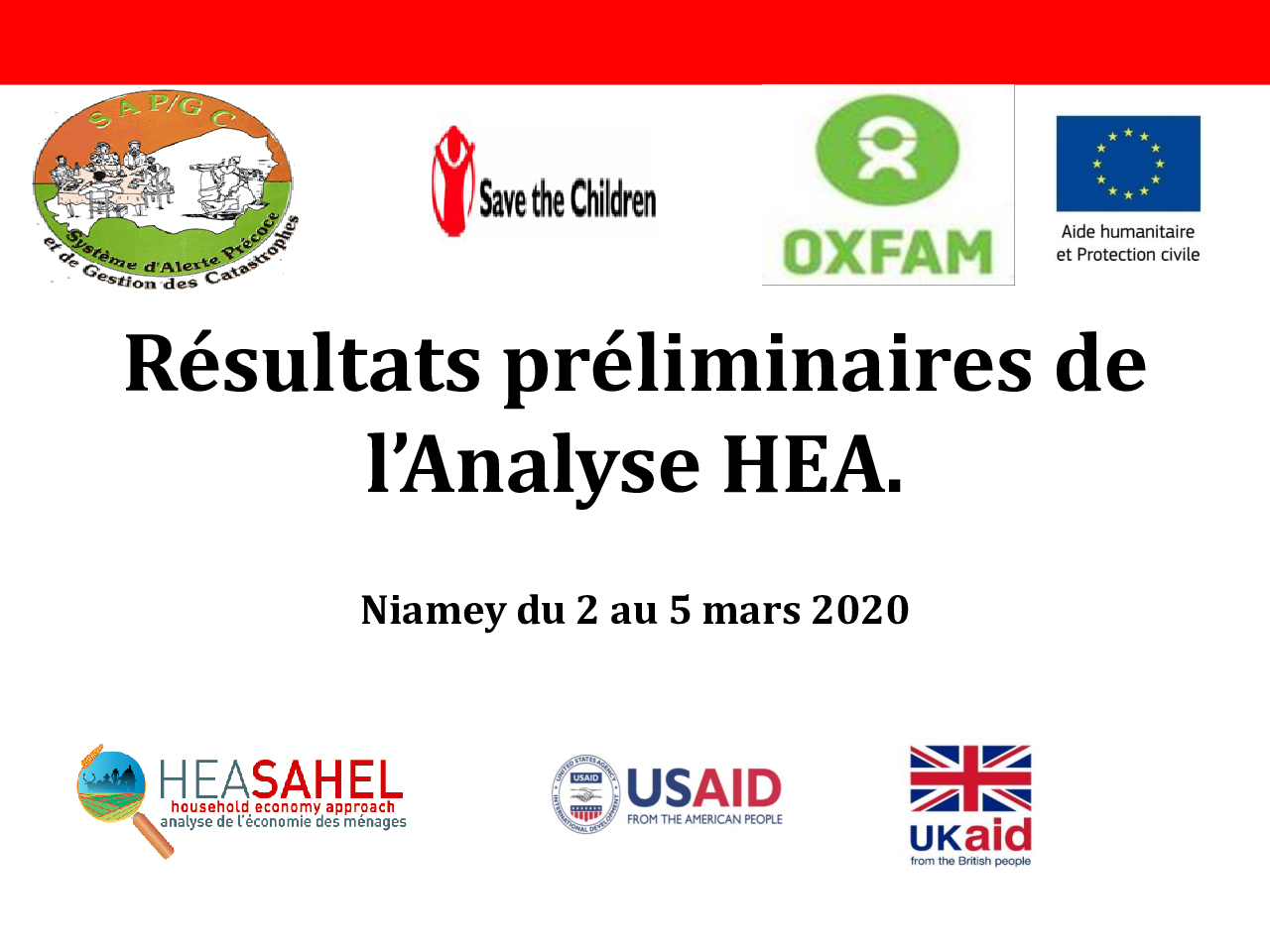 Présentation des résultats OA - Niger - Mars 2020