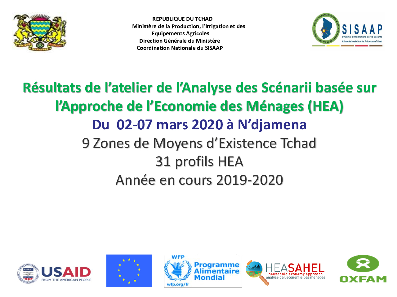 Présentation des résultats OA - Tchad - Mars 2020